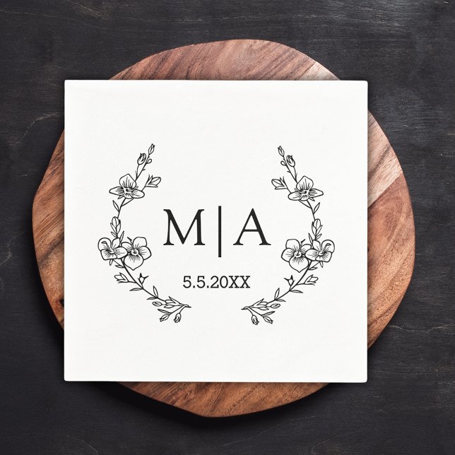 elegant modern chic monogram botanical wedding  napkins (Creator Uploaded)