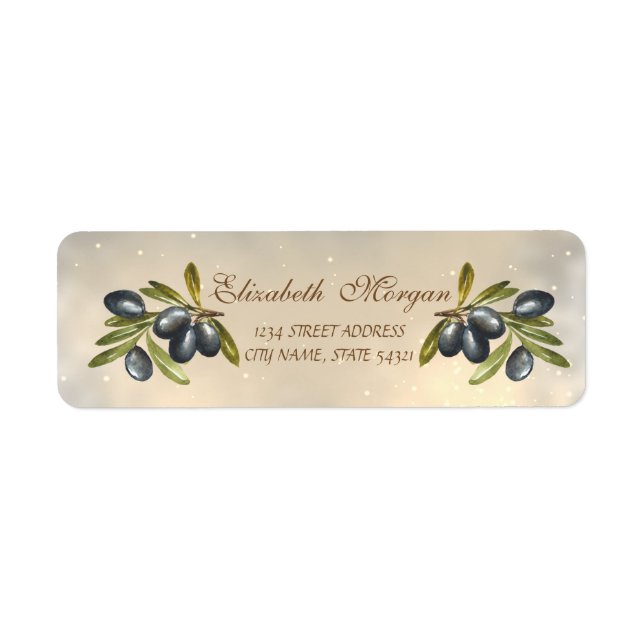 Elegant Modern Chic Olive Branches Label (Front)
