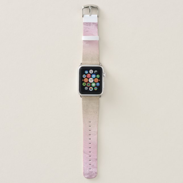 Elegant modern chic ombre rose gold glitter marble apple watch band (Front)