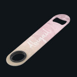 Elegant modern chic ombre rose gold glitter marble bar key<br><div class="desc">This pretty personalized bottle opener design features gradient faux pink rose gold glitter marble texture,  faux gold texture and elegant calligraphy font. Personalize the product with your name or any other text.</div>