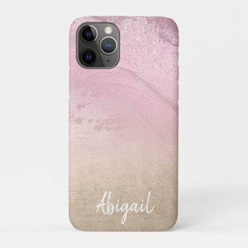Elegant modern chic ombre rose gold glitter marble iPhone 11 pro case