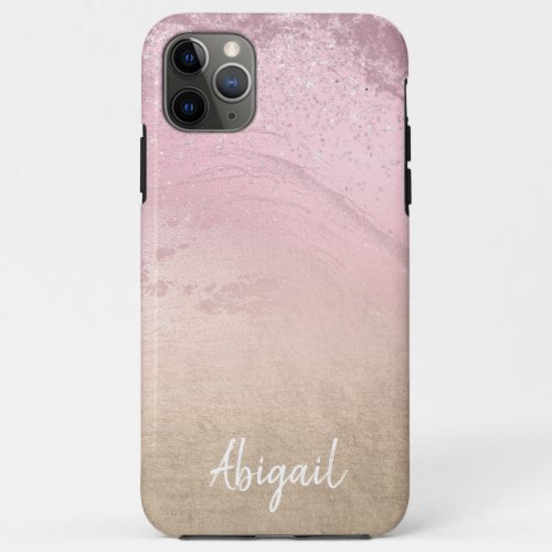 Elegant modern chic ombre rose gold glitter marble iPhone 11 pro max case