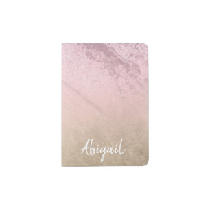 Elegant modern chic ombre rose gold glitter marble passport holder