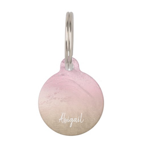 Elegant modern chic ombre rose gold glitter marble pet ID tag