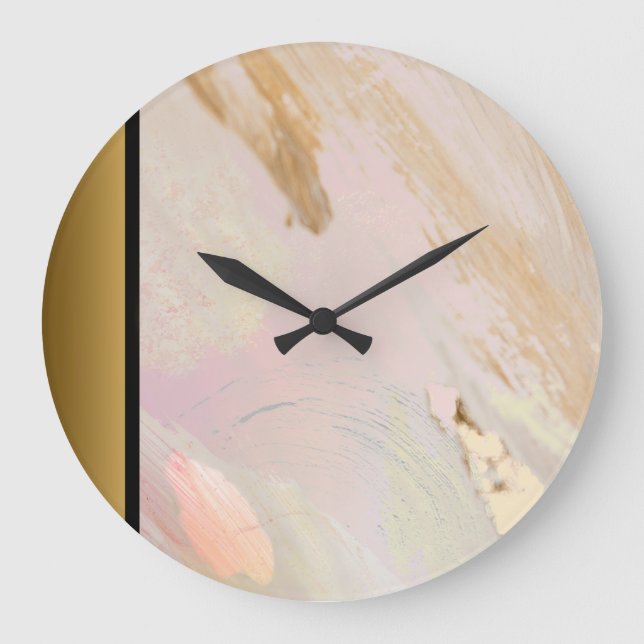 Elegant Modern Chic Pink Gold Marble Pattern  Large Clock (Front)