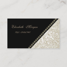 Elegant Modern Chic Proffesional Damask,Black Business Card