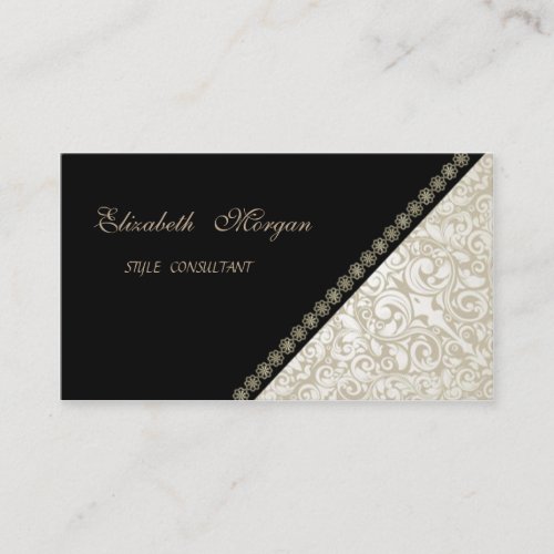 Elegant Modern Chic Proffesional DamaskBlack Business Card