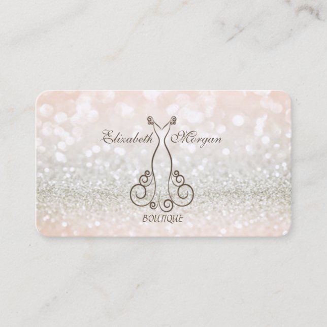 Elegant Modern Chic Proffesional Glittery,Dress Business Card (Front)