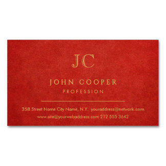 Elegant Modern Chic Red and Gold Business Card Magnet
