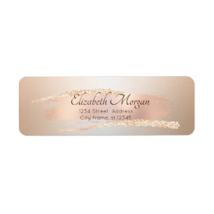 Elegant Modern,Chic Rose Gold Brush Stroke Label