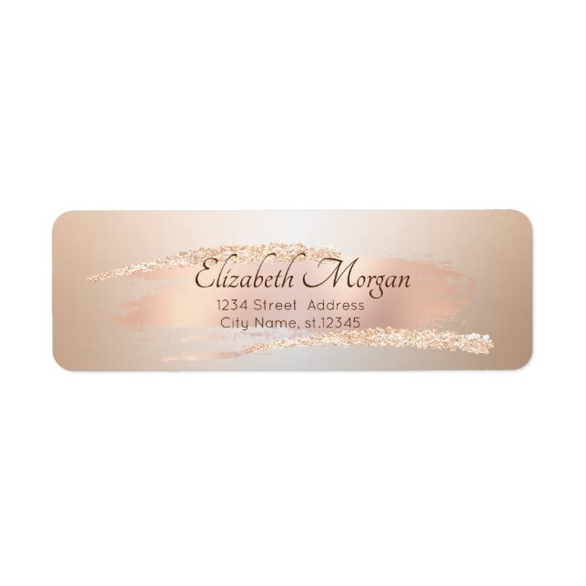 Elegant Modern,Chic Rose Gold Brush Stroke Label (Front)