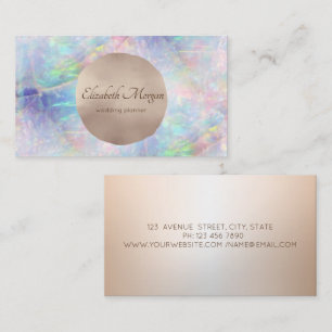 Elegant Modern Chic Rose Gold Circle Opal Business Card
