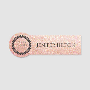 Elegant modern chic rose gold glittery custom logo name tag
