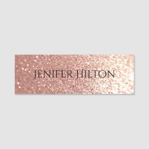 Elegant modern chic rose gold glittery name tag
