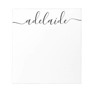 Elegant Modern Chic Script Black White Monogram Notepad