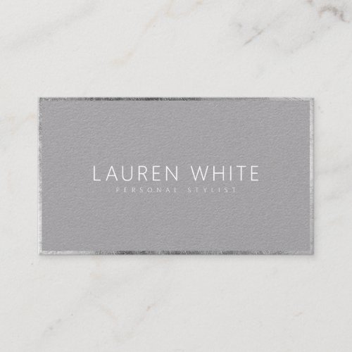 Elegant modern chic silver minimalist gray kraft business card