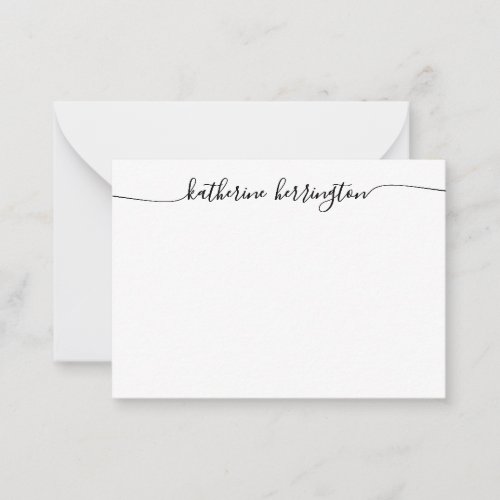 Elegant Modern Chic Swash Script Name Calligraphy Note Card