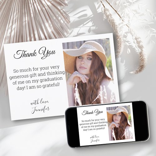 elegant modern chic thank you graduation photo   card