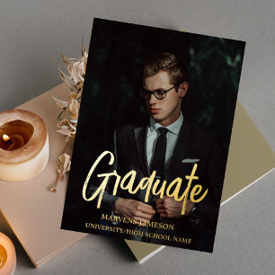Elegant Modern Chic Typography Graduation Party Foil Invitation