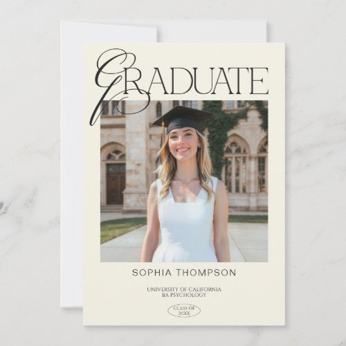Elegant Modern Chic Typography Photo Graduation Invitation