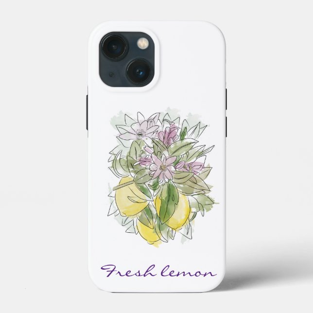 Elegant Modern Chic Watercolor Lemons Case-Mate iPhone Case (Back)