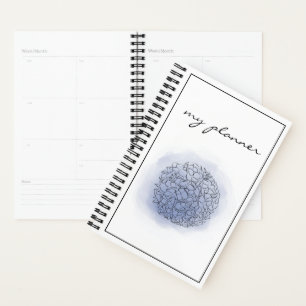 Elegant Modern Chic Watercolor Pastel Blue Flowers Planner
