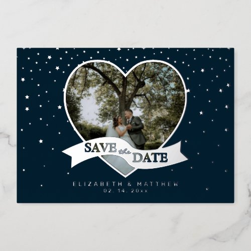 Elegant Modern Chic Wedding Photo Save The Date Foil Invitation