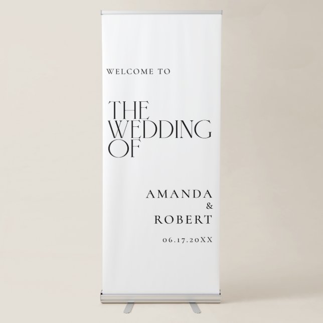 Elegant Modern Chic Wedding Welcome Retractable Banner (Front)