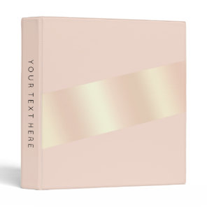 Elegant modern chick blush pink rose gold striped 3 ring binder