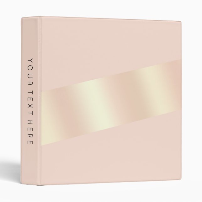 Elegant modern chick blush pink rose gold striped 3 ring binder (Front/Spine)