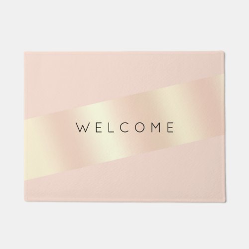 Elegant modern chick blush pink rose gold striped doormat