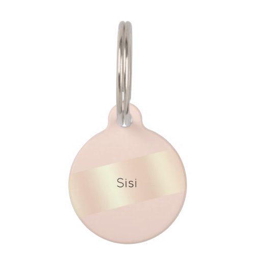 Elegant modern chick blush pink rose gold striped pet ID tag