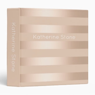 Elegant modern chick copper rose gold striped 3 ring binder