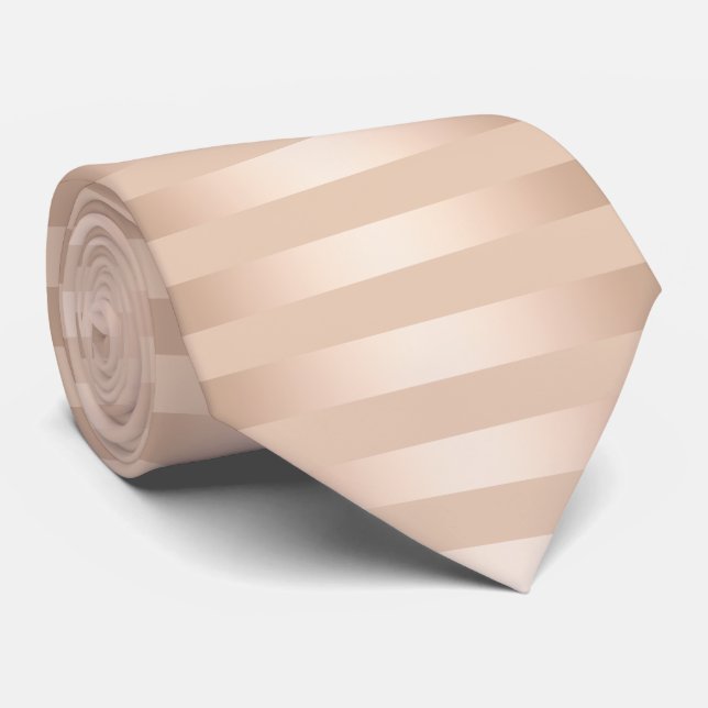 Elegant modern chick copper rose gold striped neck tie (Rolled)