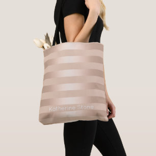 Elegant modern chick copper rose gold striped tote bag