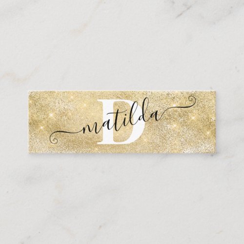 Elegant modern chick gold glitter makeup artist mini business card
