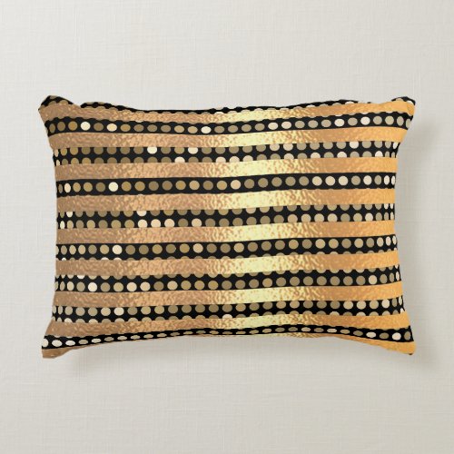 Elegant modern chick golden glitter Black stripes Accent Pillow