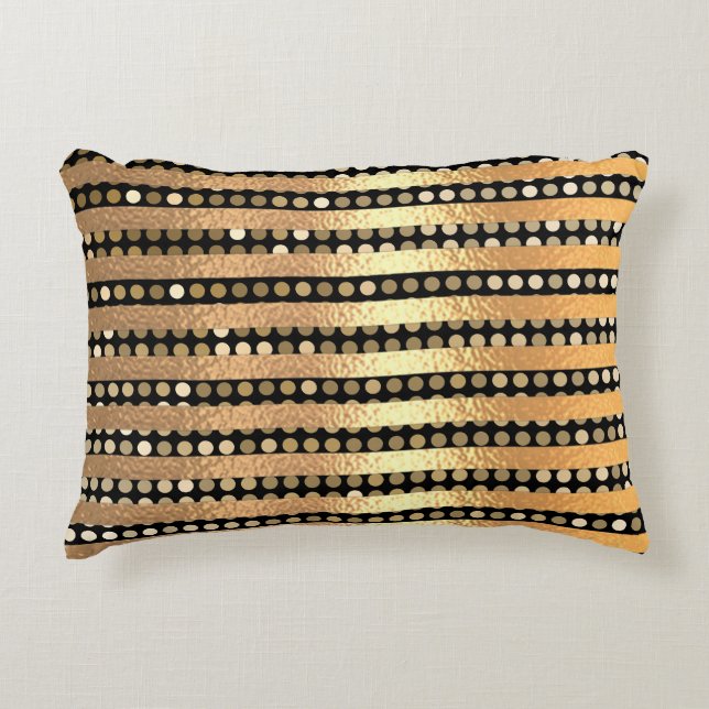 Elegant modern chick golden glitter Black stripes Accent Pillow (Front)