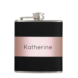 Elegant modern chick rose gold & black strip flask