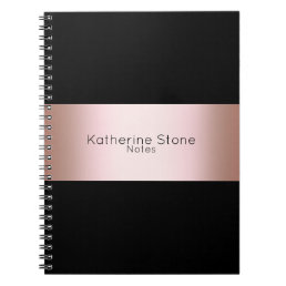 Elegant modern chick rose gold &amp; black strip notebook