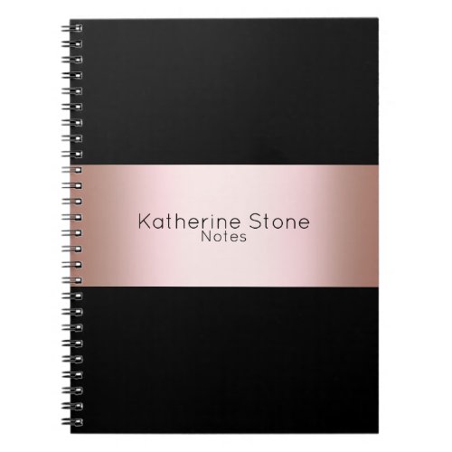 Elegant modern chick rose gold  black strip notebook