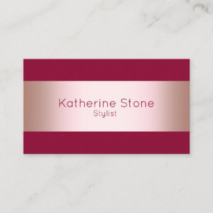 Elegant modern chick rose gold & burgundy strip business card