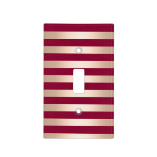 Elegant modern chick rose gold burgundy striped light switch cover