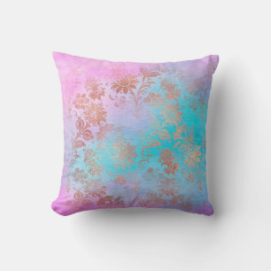 Elegant modern chick rose gold damask watercolor throw pillow
