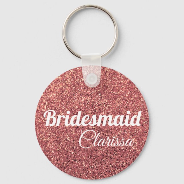 elegant modern chick rose gold glitter bridesmaid keychain (Front)