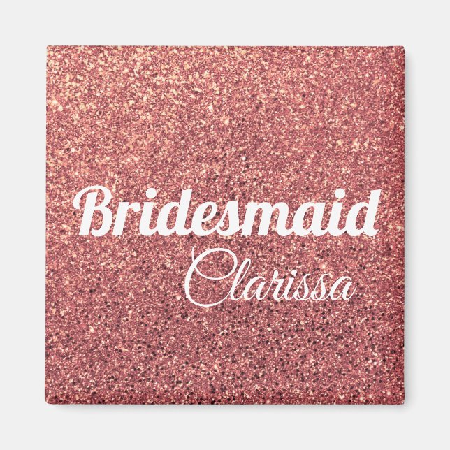 elegant modern chick rose gold glitter bridesmaid magnet (Front)