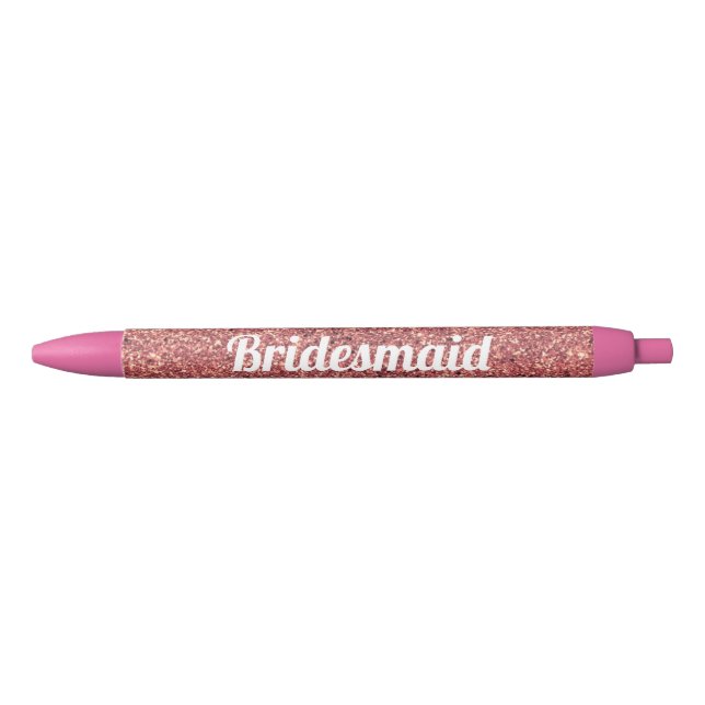 elegant modern chick rose gold glitter bridesmaid pen (Front)