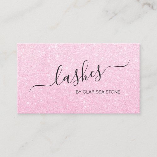 Elegant modern chick rose gold glitter lashes business card