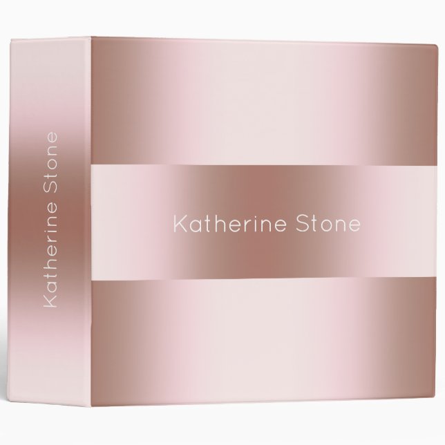 Elegant modern chick rose gold pattern 3 ring binder (Front/Spine)