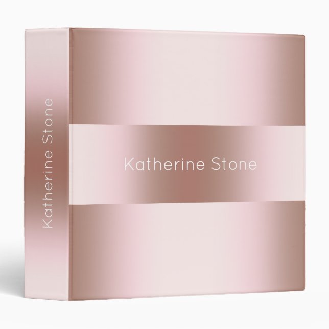 Elegant modern chick rose gold pattern 3 ring binder (Front/Spine)